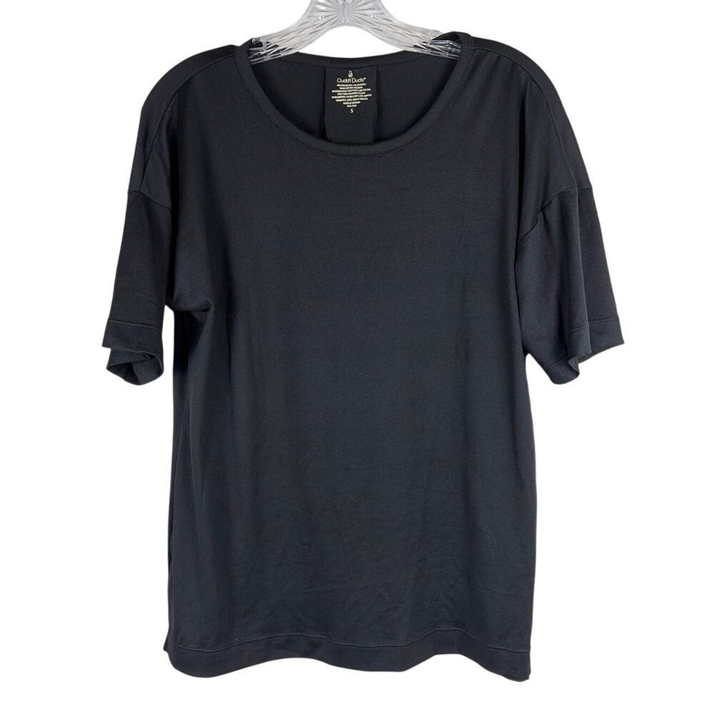 Cuddl duds Womens Short Sleeve Shirt Small Black NWT Casual
